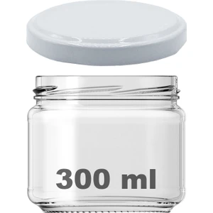 300 cc Kavanoz Metal Beyaz Konserve Kapaklı 300 ml Şeffaf Cam Kavanoz 1 Adet