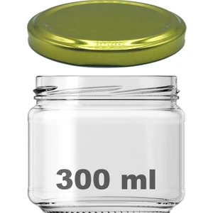 300 cc Kavanoz Metal Gold Konserve Kapaklı 300 ml Şeffaf Cam Kavanoz 1 Adet
