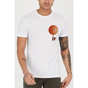 Basketbol Topu Baskılı Bisiklet Yaka Erkek Tişört