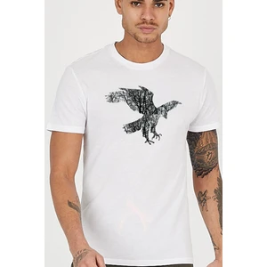 Kartal Ağaç Kar Baskılı Bisiklet Yaka Erkek Tişört