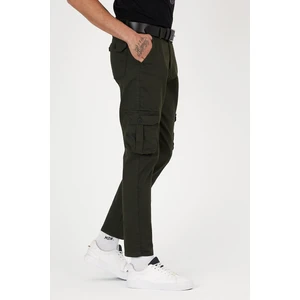 Slim Fit Körüklü Cepli, Düğmeli, Esnek Kumaş Erkek Kargo Pantolon