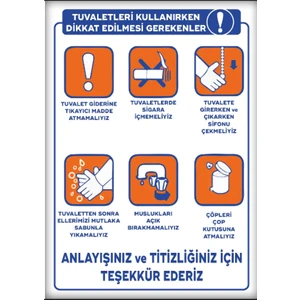 Wc Tuvalet Uyarı Levhası 25 x 35 cm Plastik Levha 2'li