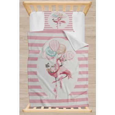 else pembe flamingo balonlar desenli yatak ortusu tek fiyati