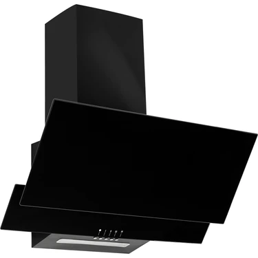 Alveus Mod F17 Siyah Davlumbaz Duvar Tipi Eğimli Tasarım 60 cm LED Aydınlatma