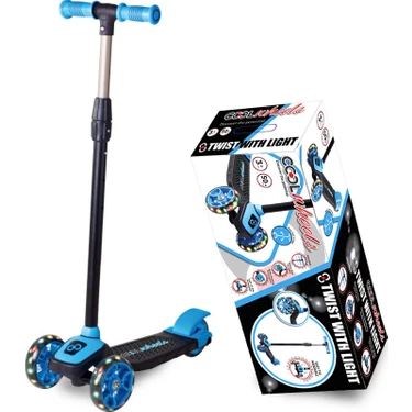 Cool Wheels 2-4 Yaş Arası Çocuklar İçin 3 Tekerlekli Işıklı Mavi Scooter - Ayarlanabilir Direksiyon