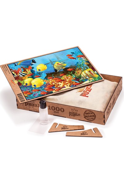 King Of Puzzle Renkli Deniz Altı Ahşap Puzzle 1000 Parça