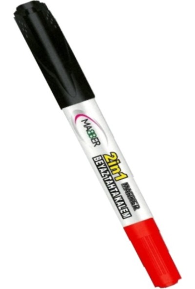 Mabber Beyaz Tahta Kalemi - Çift Uçlu - Siyah Kırmızı