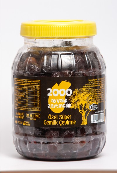 2000 Ayvalık Zeytincilik Özel Süper Gemlik Çevirme 940 gr (M-261-290 Kg/ad)
