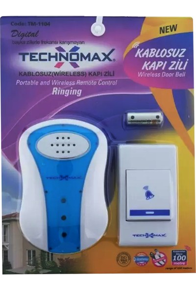 Technomax TM-1101 Metalik TM-1104/1100/1102/1103 Kablosuz Zil - Çok Frekanslı