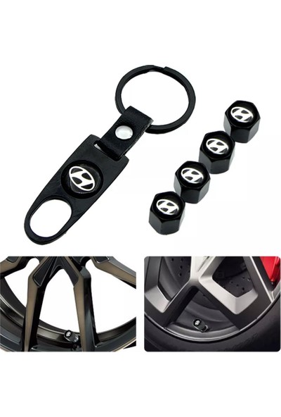 Araba Alışveriş Hyundai Aksesuar Metal Sibop Kapağı ve Anahtarlık Seti