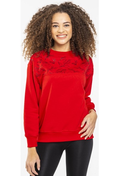 Emfati New Mood Kırmızı Kadın Sweatshirt S