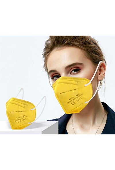 Marka -Maske Avrupa Standartlarına Uygun Ffp2, KN95 Renkli ( Sarı ) Maske 30'lu