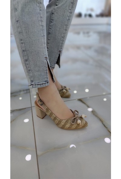 Parıs Kadın Topuklu Arka Açık Ayakkabı Vizon