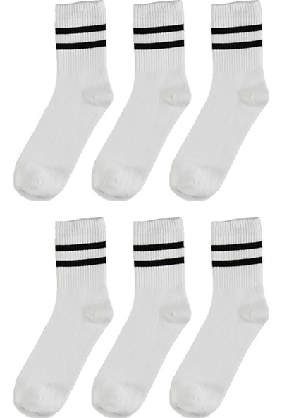 Trick or Treat 6'lı Paket Pamuklu Çizgili Yarım Konç Erkek - Kadın Çorap