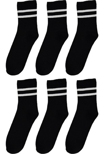 Trick or Treat 6'lı Paket Pamuklu Çizgili Yarım Konç Erkek - Kadın Çorap