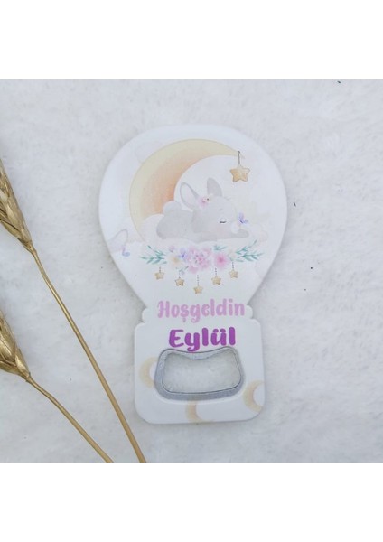 30 Adet Tavşan Baskılı Balon Açacak Magnet 11X7 cm Uv Bebek Magnetleri Bebek Şekeri