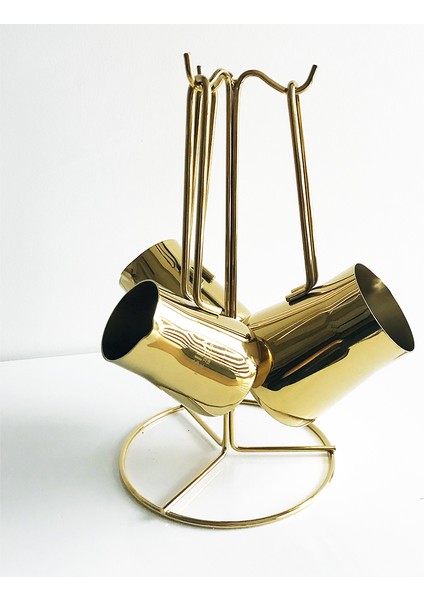 Piramit Tam Gold 3'lü Cezve Seti Standlı