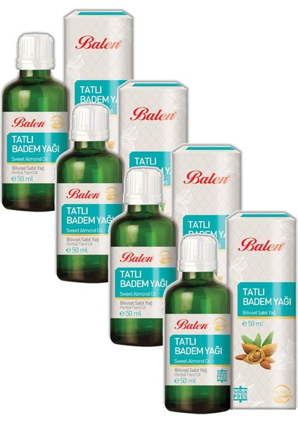 Tatlı Badem Yağı Soğuk Pres 50 ml 4 Lü