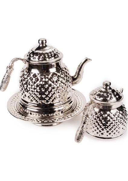 Büyük Boy Nikelajlı Keops Bakır Çaydanlık ve Balkon Sefası
