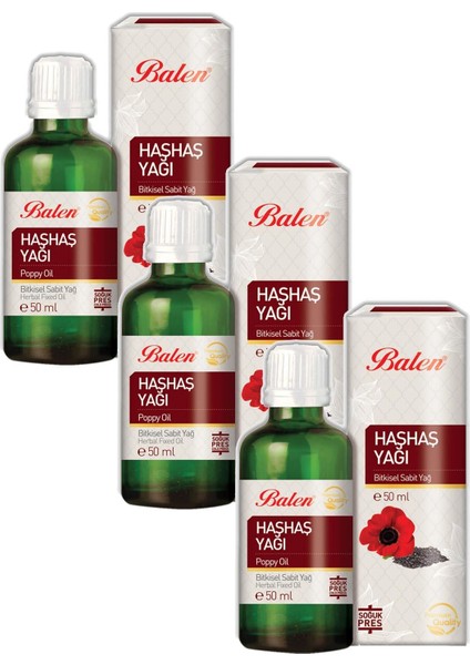 Haşhaş Yağı Soğuk Pres 50 ml x 3