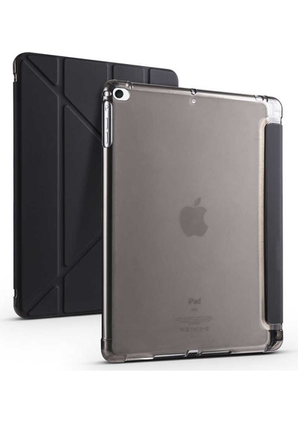 Apple iPad 9.7" 5. 6. Nesil 2017 2018 Kılıf Premium Kalemlikli Standlı Katlanabilir Kılıf Siyah