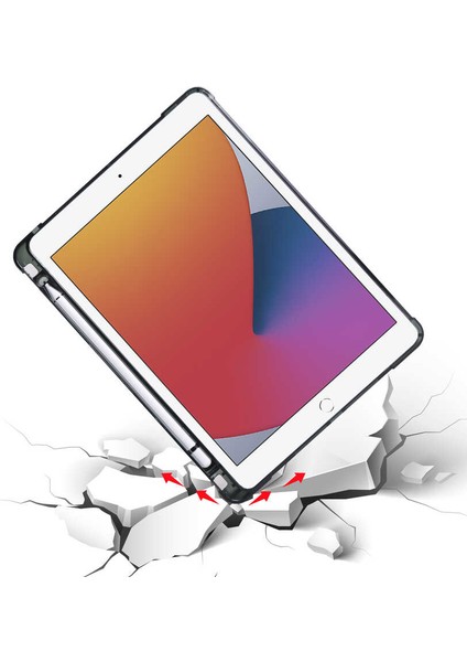 Apple iPad 9.7" 5. 6. Nesil 2017 2018 Kılıf Premium Kalemlikli Standlı Katlanabilir Kılıf Siyah