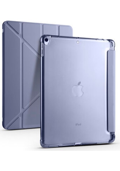 Apple iPad Uyumlu 10.5" 7. Nesil Kılıf Kalemlikli Premium Standlı Katlanabilir Kılıf Mor