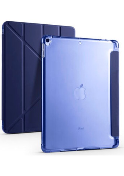 Apple iPad Uyumlu 10.5" 7. Nesil Kılıf Kalemlikli Premium Standlı Katlanabilir Kılıf Lacivert