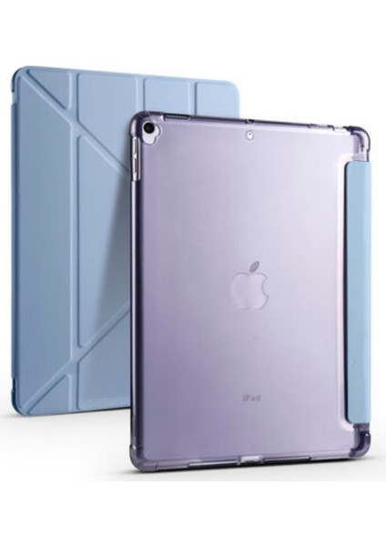 Apple iPad Uyumlu 10.5" 7. Nesil Kılıf Kalemlikli Premium Standlı Katlanabilir Kılıf Mavi