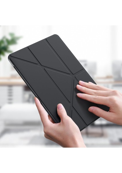 Apple iPad Uyumlu 10.5" 7. Nesil Kılıf Kalemlikli Premium Standlı Katlanabilir Kılıf Mavi