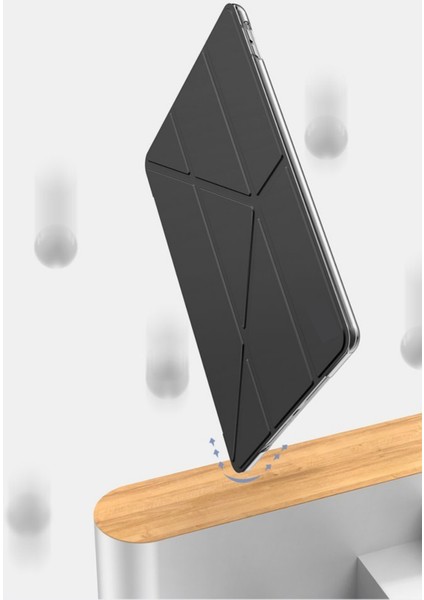 Apple iPad Uyumlu 10.5" 7. Nesil Kılıf Kalemlikli Premium Standlı Katlanabilir Kılıf Mavi