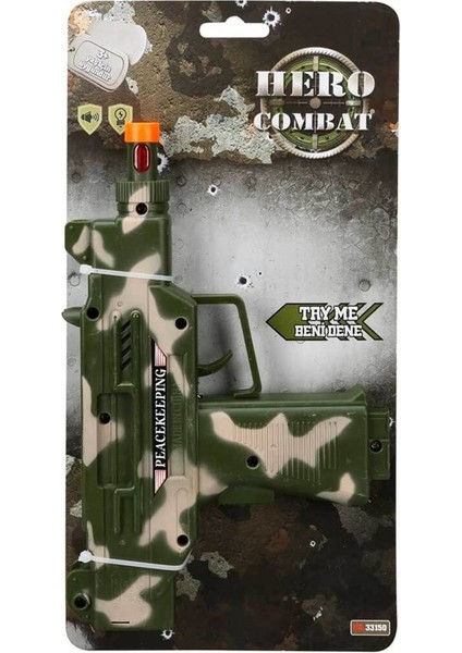 Sesli ve Işıklı Asker Tabanca Uzı 23 cm 31500 Yeşil