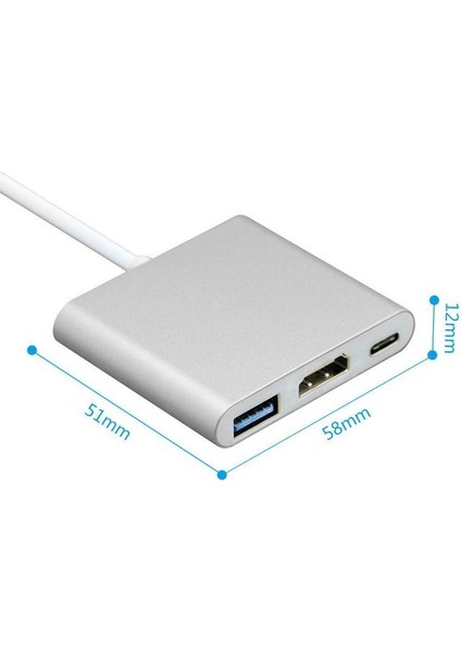 3in1 Type C To Hdmı USB 3.0 Type C 3.1 4K Dönüştürücü