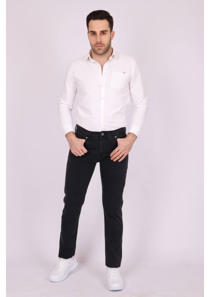 Erkek Füme Slim Fit Dar Kesim Pamuk Denim Jean Kot Pantolon