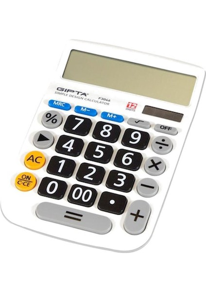 12 Hane Renkli Hesap Makinesi F3046 Beyaz