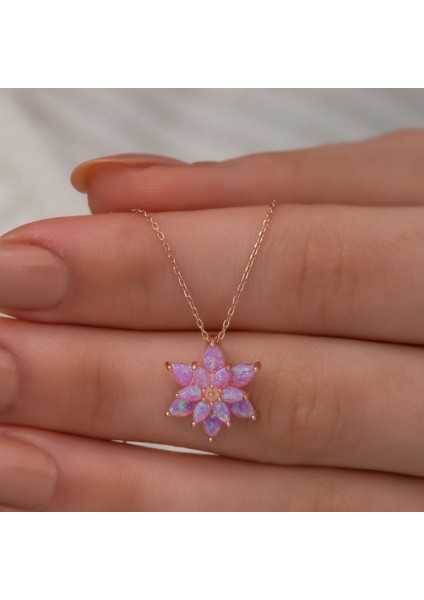 925 Ayar Opal Taşlı Gümüş Lotus Kolye fiyatları