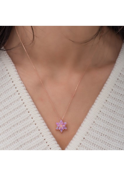 925 Ayar Opal Taşlı Gümüş Lotus Kolye modelleri