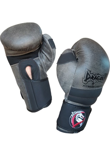 Antique Deri Kick Boks, Muay Thai ve Boks Eldiveni Gri 30211