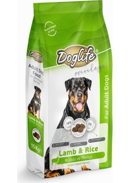Kuzu Etli Pirinçli Yetişkin Köpek Maması 15 kg