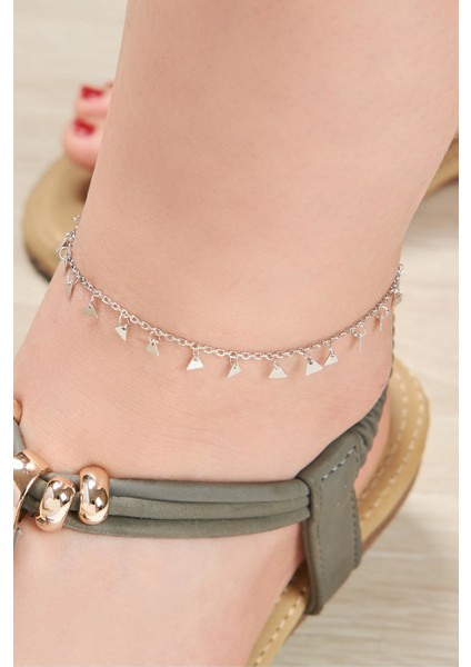 Gümüş Üçgen Pullu Halhal