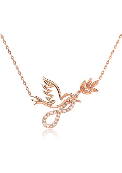 Barış Güvercini Rose Gümüş Kolye