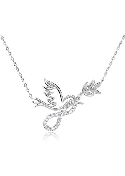 Barış Güvercini Beyaz Gümüş Kolye