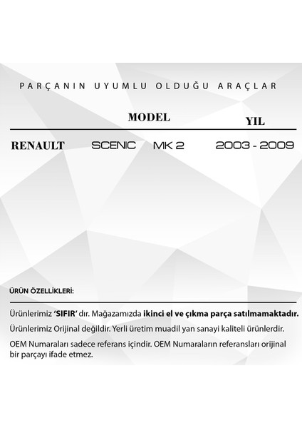 Renault Scenic 2 Için Sunroof Badem Ayağı Takımı - 2 Adet