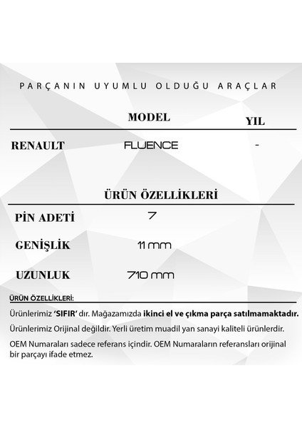 Renault Fluence Için Airbag Şerit Kablosu 7 Pin - 66,5 cm Airbag Sargısı