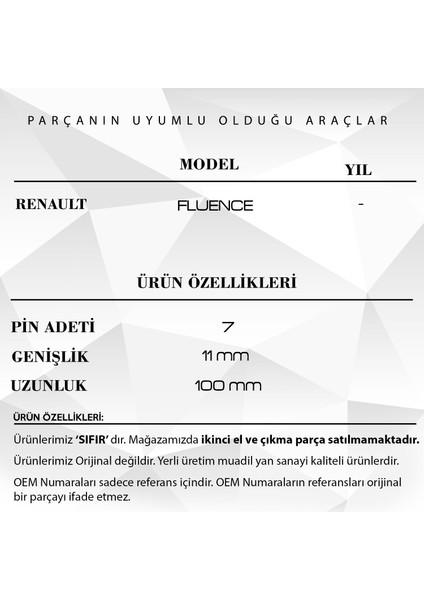 Alpha Auto Part Renault Fluence Için Airbag Şerit Kablosu 7 Pin - 100 cm Airbag Sargısı (Metrelik)