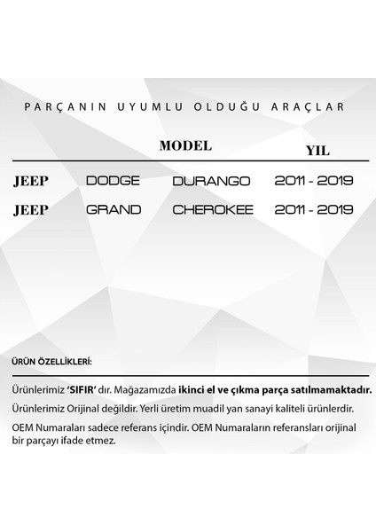 Jepp Grand Cherokee, Dodge Durango Için Klima Dişlisi (2 Adet)