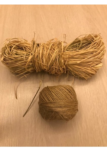 100 Gram Doğal Rafya & 100 Metre Jüt Kırnap 1 Adet Süsleme, Hobi, Makrome, Saman Ip, Muz Lifi modelleri