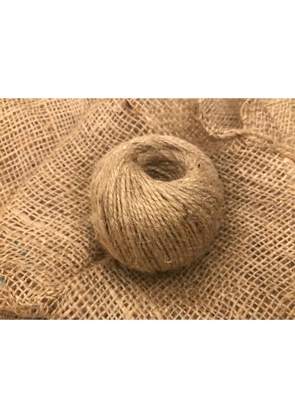 100 Gram Jüt Kırnap Iplik + 1 mt Doğal Telis Çuval Kumaşı Doğal Bez