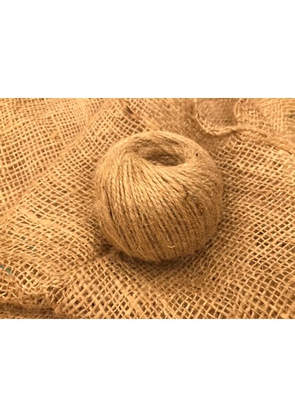 100 Gram Jüt Kırnap Iplik + 1 mt Doğal Telis Çuval Kumaşı Doğal Bez fırsatları