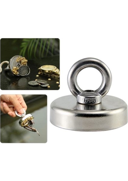 60 mm Çap Güçlü Halkalı Neodyum Pot Mıknatıs - Fishing Magnet Kanca Kurtarma Mıknatısı